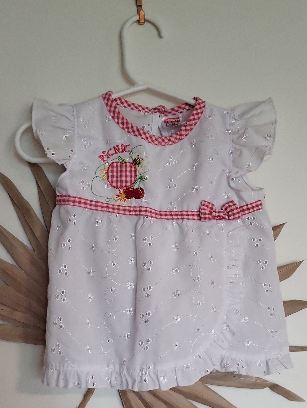Vintage Fisher-Price Picnic Tunic Baby 12m Dress Embroidered Design